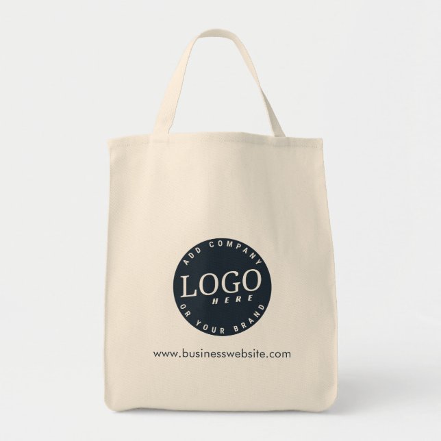 Add Business Logo and Website Custom Company Swag Tote Bag (Front)