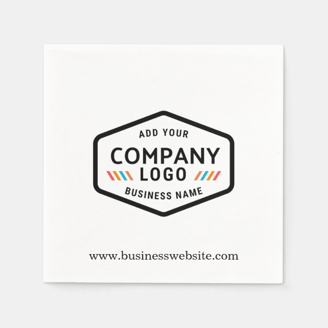 Add Business Logo and Website Custom Paper Napkins (Front)
