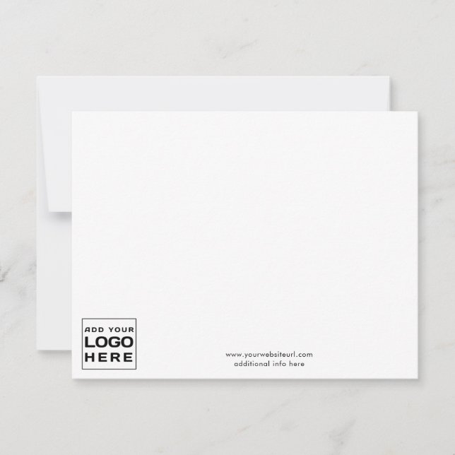 Add Business Logo and Website Minimalist Simple Note Card (Front)