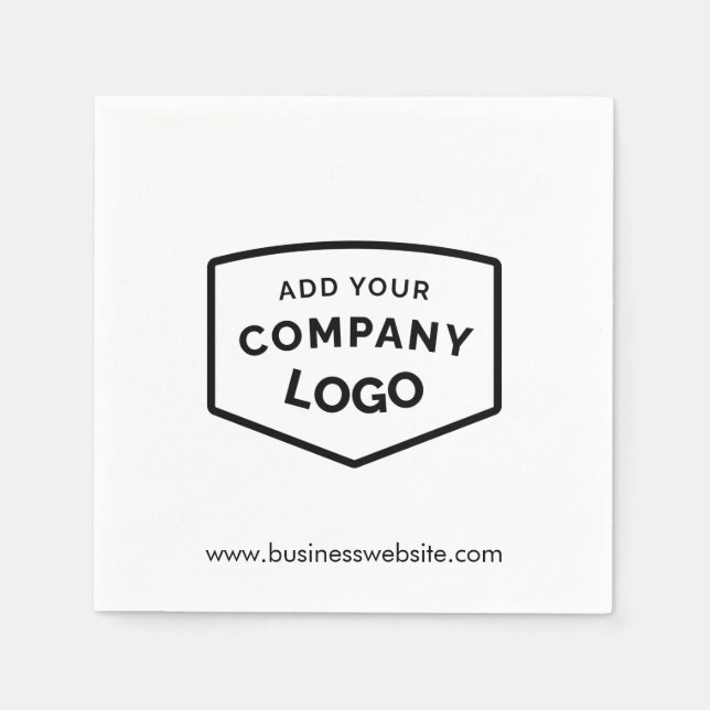Add Business Logo and Website Modern Paper Napkins (Front)