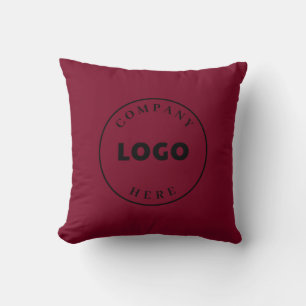 Add Business Logo Burgundy Custom Throw Pillow