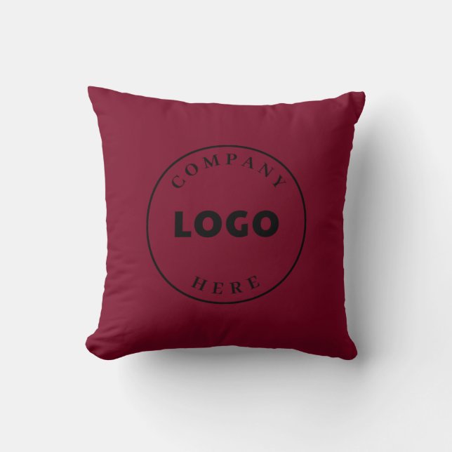 Add Business Logo Burgundy Custom Throw Pillow (Front)