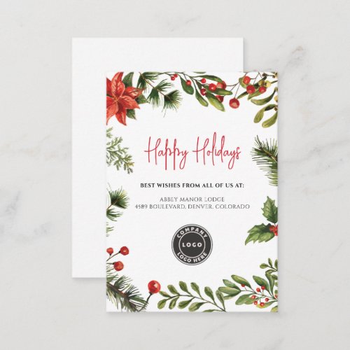 Add Business Logo Christmas Holiday Corporate Note Card