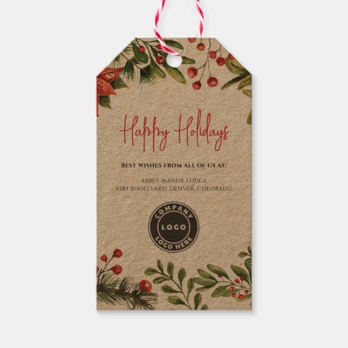 Add Business Logo Christmas Holidays Coporate Gift Tags