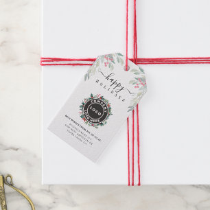 Add Business Logo Christmas Holidays Corporate Gift Tags