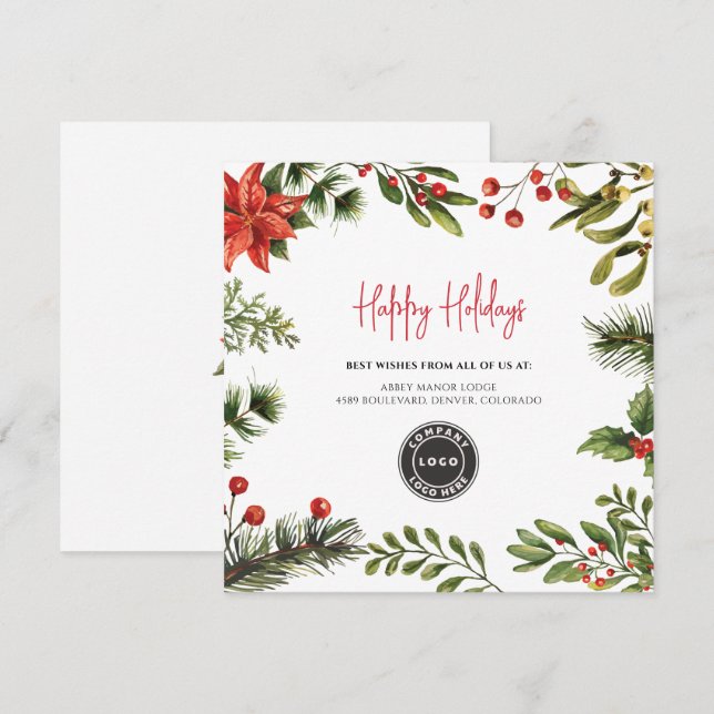 Add Business Logo Christmas Holidays  Note Card (Front/Back)