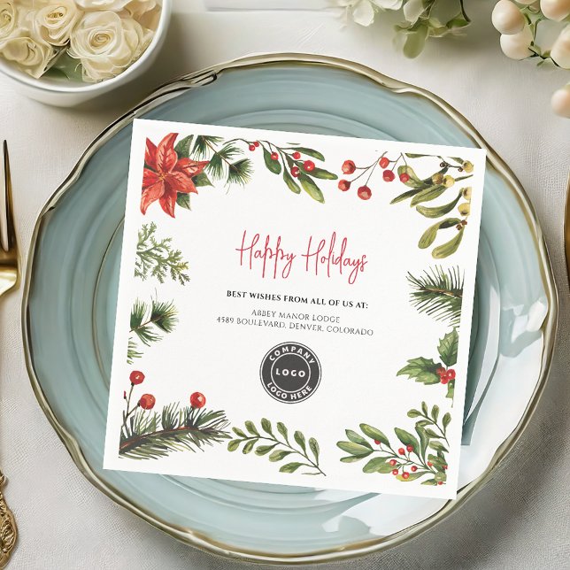 Add Business Logo Christmas Holidays Paper Napkins (Add Business Logo Christmas Holidays Paper Napkins)