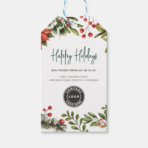 Add Business Logo Christmas Holidays Script Gift Tags