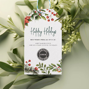 Add Business Logo Christmas Holidays Script Gift Tags