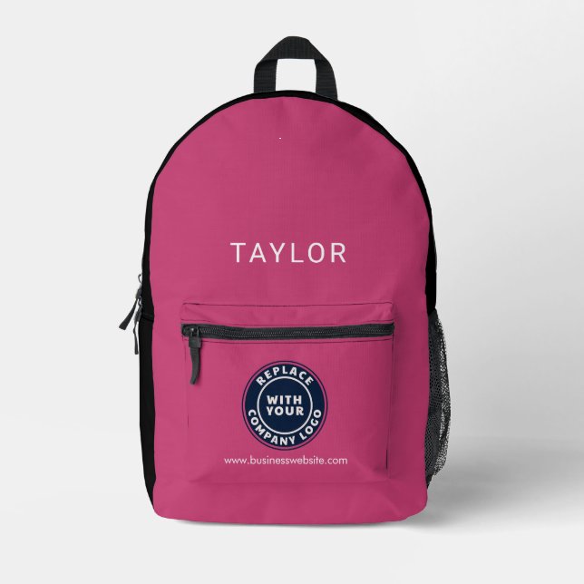 Add Business Logo Company Employees Annual Events Printed Backpack (Front)