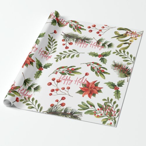Add Business Logo Company Employees Holidays Wrapping Paper