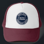 Add Business Logo Company Events Employees Trucker Hat<br><div class="desc">Add your business logo to replace this placeholder logo image with yours to effortlessly market your business or as a swag for a corporate event. Square logos are also perfect to replace this placeholder logo. Click on the "Personalize" button to upload your brand logo. A great cost saving option for...</div>