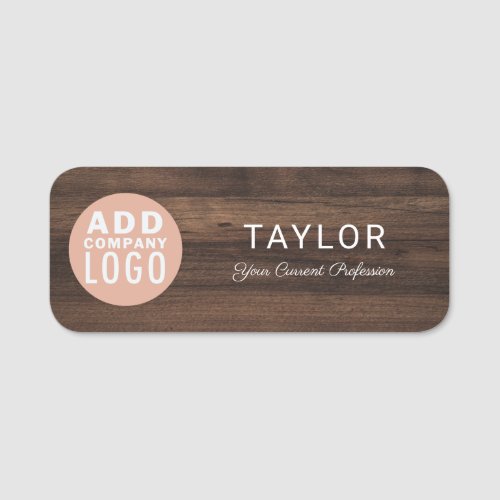 Add Business Logo Company Rustic Employees Name Tag