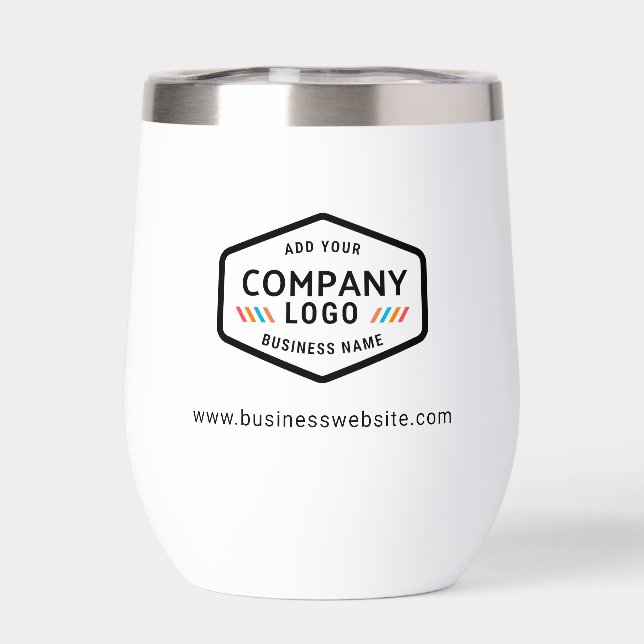 Add Business Logo Company Website Address Employee Thermal Wine Tumbler (Back)