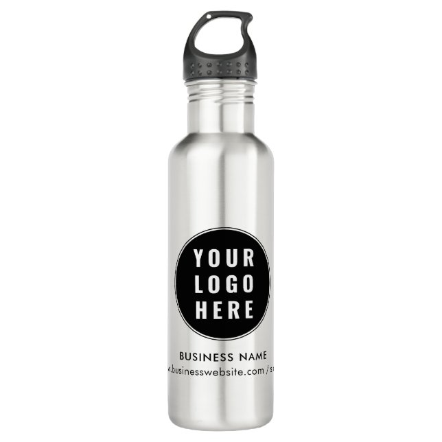 Add Business Logo Company Website Promotional Stainless Steel Water Bottle (Front)