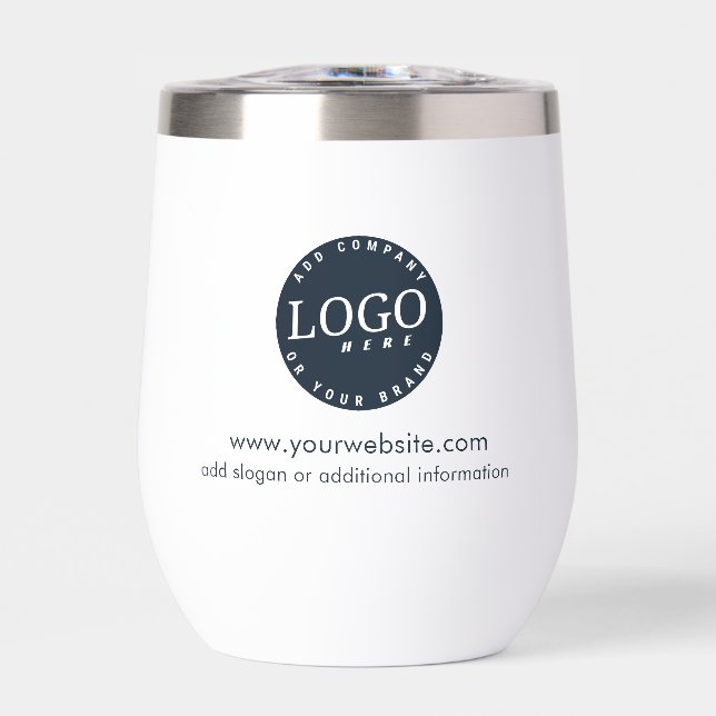Add Business Logo Company Website Slogan Custom Thermal Wine Tumbler (Front)