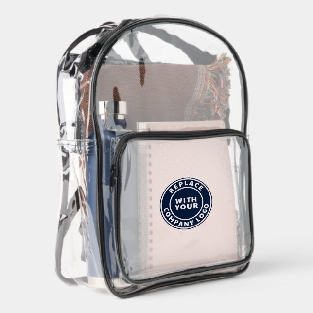 Add Business Logo Corporate Employees Clear Backpack (Right)