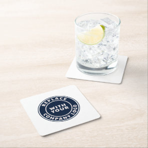Add Business Logo Corporate Employees Square Paper Coaster