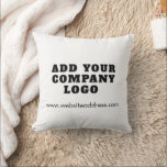 Add Business Logo Corporate Showroom Custom Throw Pillow<br><div class="desc">Add your brand logo and website address to this cute pillow that's perfect to passively advertise your new or established business. Perfect for trade shows or showroom and reception area decor. Available in other colors. No minimum order quantity and no setup fee. Order as many or as little as you...</div>