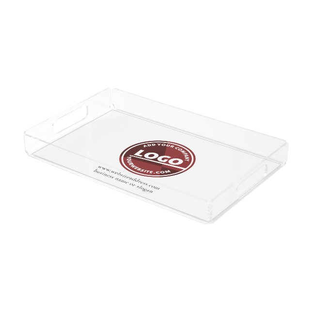 Add Business Logo Custom Company Website Minimal Acrylic Tray (Angled)