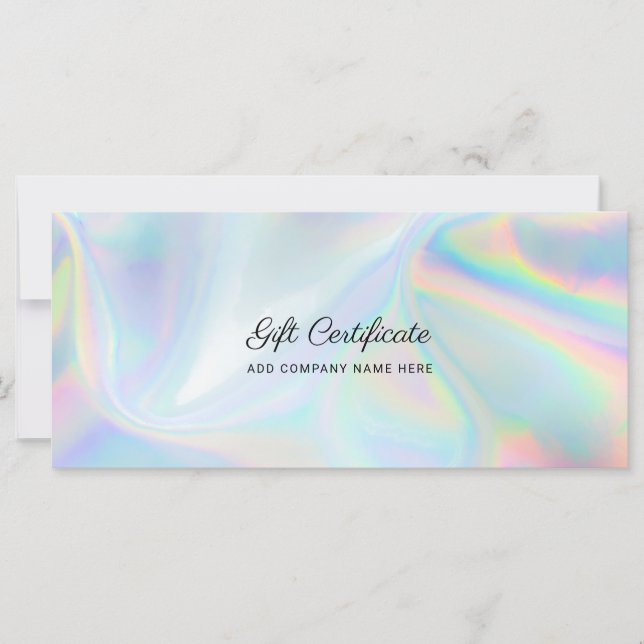 Add Business Logo DIY Holographic Gift Certificate (Front)