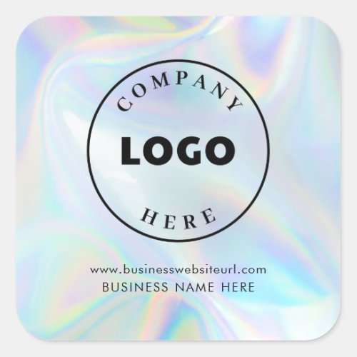 Add Business Logo Holographic Company Custom Square Sticker