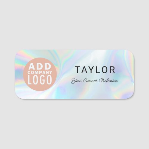 Add Business Logo Holographic Company Employee Name Tag