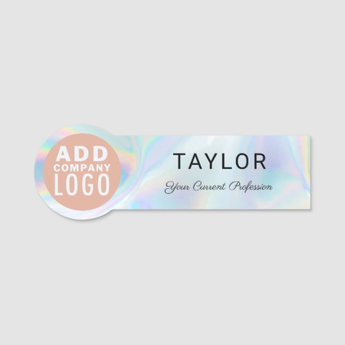Add Business Logo Holographic Company Staff Name Tag