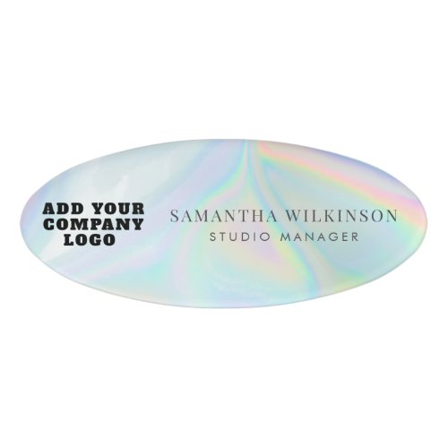 Add Business Logo Holographic Corporate Employee Name Tag