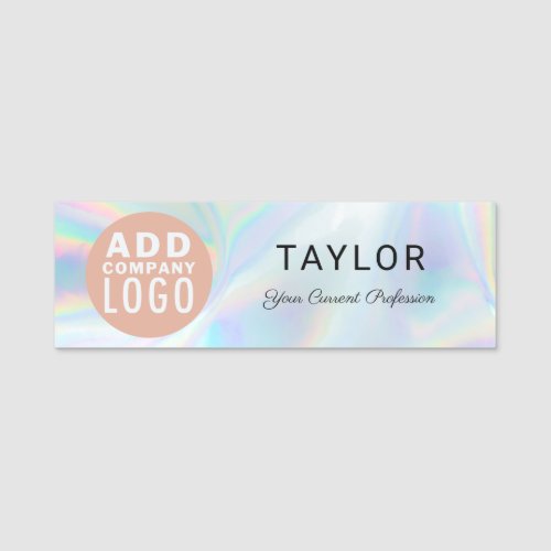 Add Business Logo Holographic Corporate Employees Name Tag