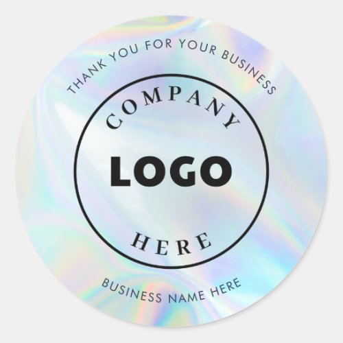 Add Business Logo Holographic Custom Company Classic Round Sticker