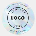 Add Business Logo Holographic Custom Company Classic Round Sticker