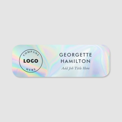 Add Business Logo Holographic Custom Corporate Name Tag