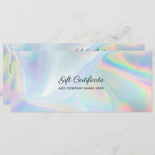 Add Business Logo Holographic DIY Gift Certificate