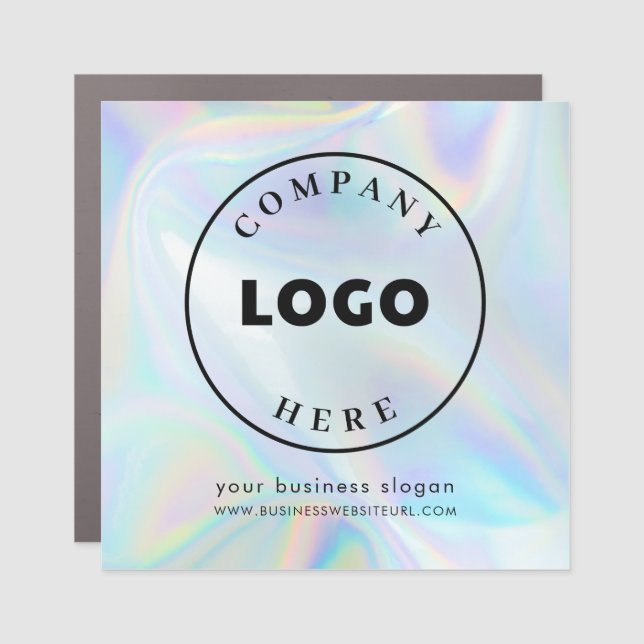 Add Business Logo Holographic Minimalist Car Magnet (Front)