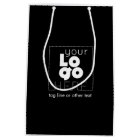 Add Business Logo Large Black Paper Shopping Bag