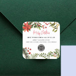 Add Business Logo Merry Christmas Botanical Square Sticker<br><div class="desc">Add Business Logo Merry Christmas Botanical Square Sticker that you can easily customize by clicking the "Personalize" button</div>