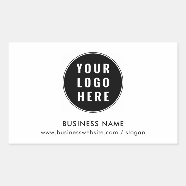 Add Business Logo Minimalist Corporate Promotional Rectangular Sticker (Front)