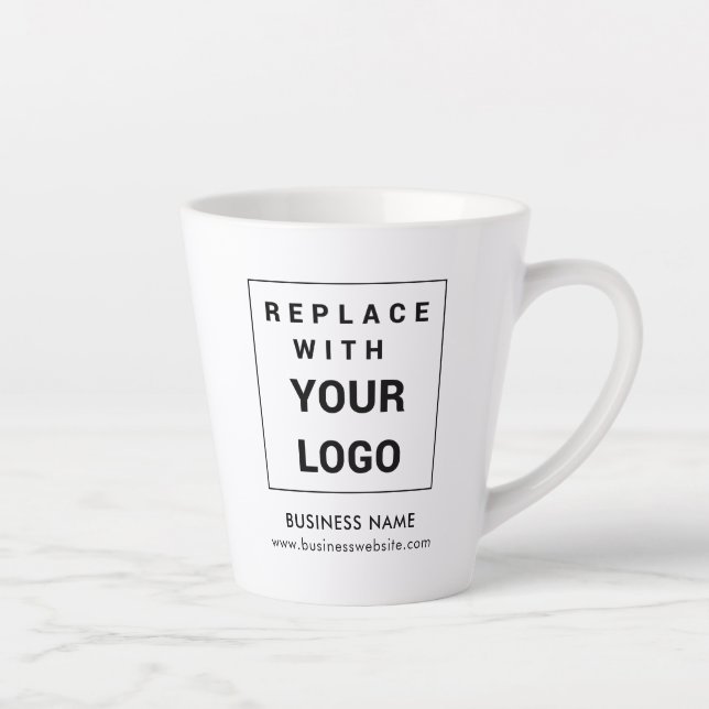 Add Business Logo Minimalist Website Custom Latte Mug (Right)