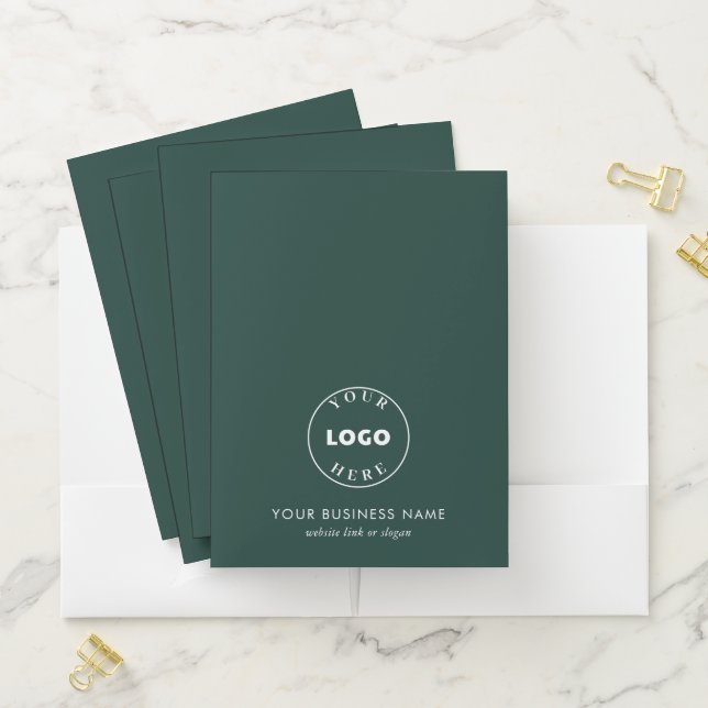 Add Business Logo Plain Corporate Events Green Pocket Folder