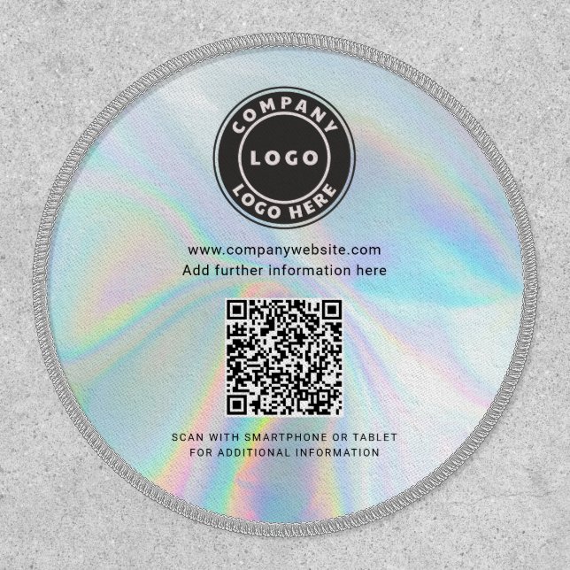 Add  Business Logo QR Code DIY Holographic Patch (Front)