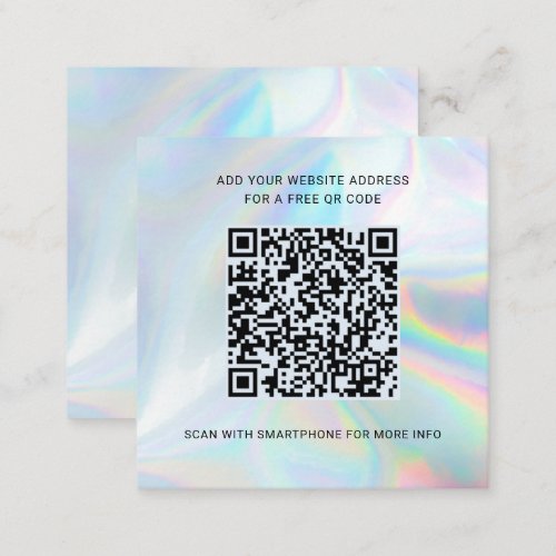 Add Business Logo Realtor QR Code Holographic Square Business Card