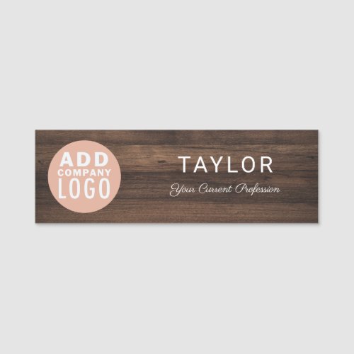 Add Business Logo Rustic Company Employee Name Tag
