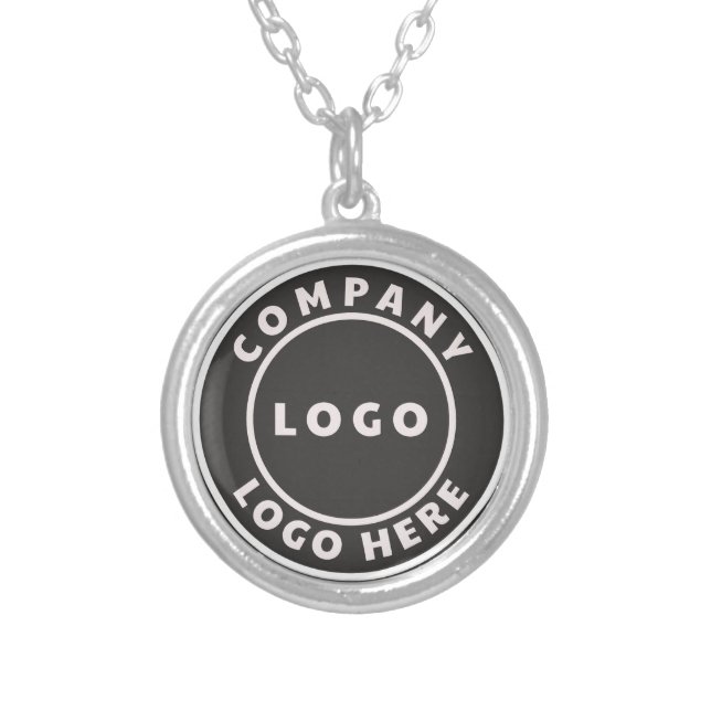 Add Business Logo Simple Promotional Silver Plated Necklace (Front)