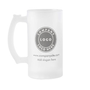 Add Business Logo Website and Slogan Employees Frosted Glass Beer Mug