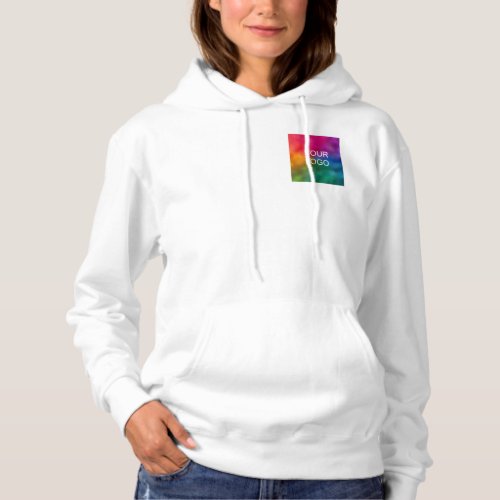 Add Business Logo White Color Template Basic Hoodie