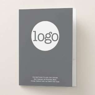 Add Business Logo with custom Text - gray white Pocket Folder