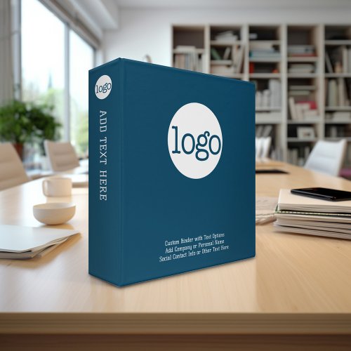 Add Business Logo with custom Text _ navy blue 3 Ring Binder