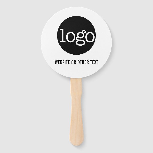 Add Business Pic or Logo with Website or Text Hand Fan (Front)