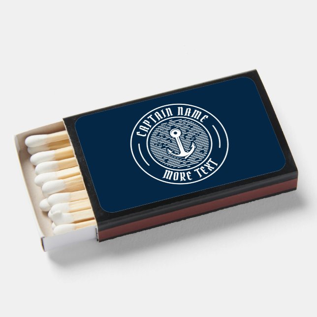 ADD CAPTAIN BOAT SHIP NAME NAUTICAL ANCHOR  MATCHBOXES (Front Open)